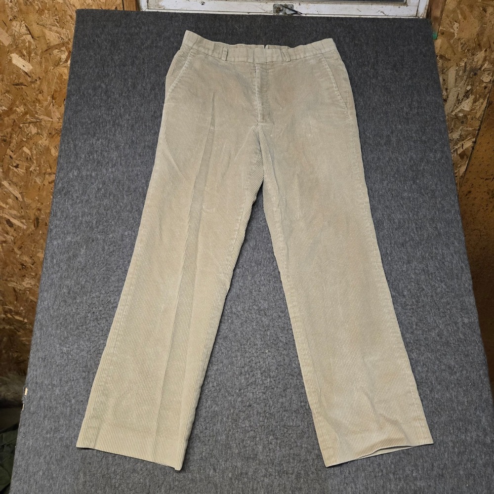 Vintage L.L. Bean Corduroy Pants Mens 33 Tan Made in USA Straight Leg Talon 70s